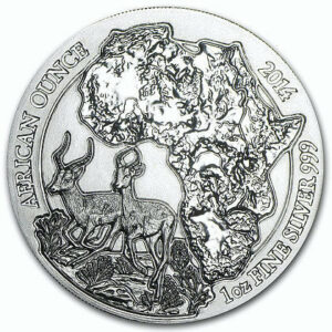2014 Rwanda 1 Ounce African Impala Silver Coin