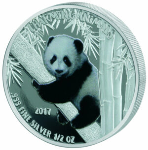 2017 Benin 1/2 Ounce Charming Animals Panda Colored Silver Coin - Art in Coins