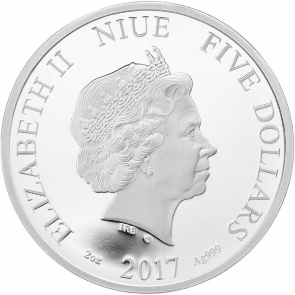 2017 Niue 2 Ounce Four Seasons Summer Crystal Silver Proof Coin Obv - Art in Coins