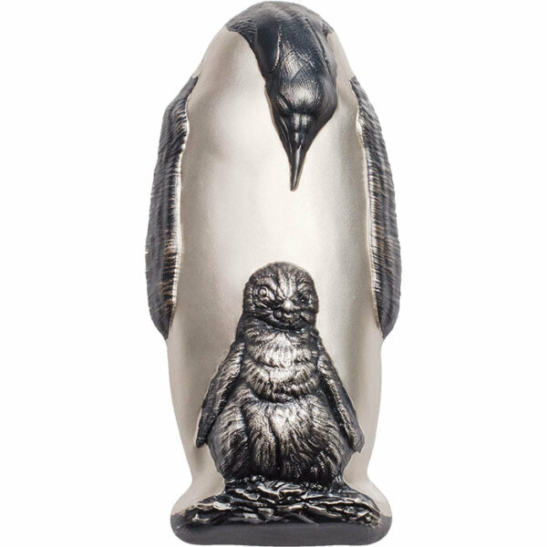 2018 Cook Islands 88 Gram Emperor Penguin 3D Silver Coin w Antique Finish - Art in Coins