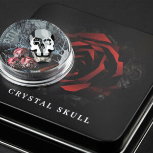 2018 Equatorial Guinea 1 Ounce Vanity Crystal Skull Silver Proof Coin Set w Swarovski Element