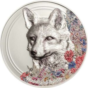2018 Mongolia 1 Ounce Woodland Spirits Fox High Relief Colored Silver Coin - Art in Coins