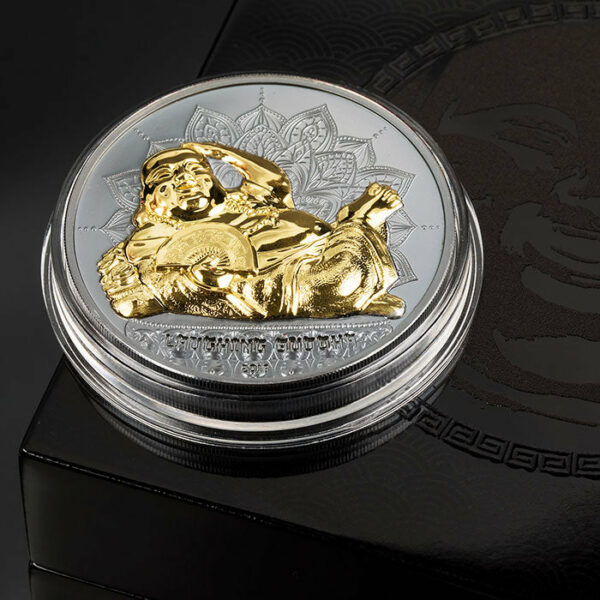 2018 Palau 2 Ounce Laughing Buddha Black Proof .999 Silver Coin Set