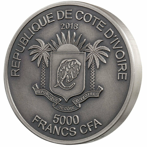 2018 Ivory Coast 1 Kilogram Mauquoy Mint Big 5 Elephant High Relief Silver Proof Coin