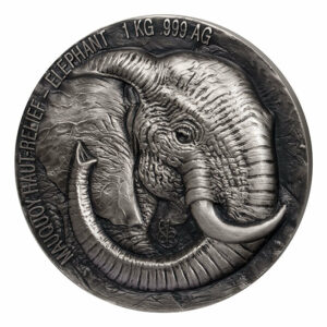2018 Ivory Coast 1 Kilogram Mauquoy Mint Big 5 Elephant High Relief Silver Proof Coin