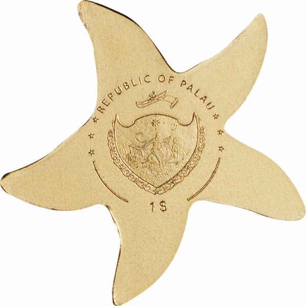 2018 Palau 1/2 Gram Starfish Sculptured .9999 Brilliant Uncirculated Gold Coin