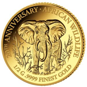 2018 Somalia African Wildlife Elephant 20 X 1/2 Gram .9999 Gold Proof Coin Collection