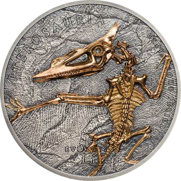 2018 Mongolia 1 Ounce Evolution of Life Pterosaur .999 Antique Finish Silver Coin