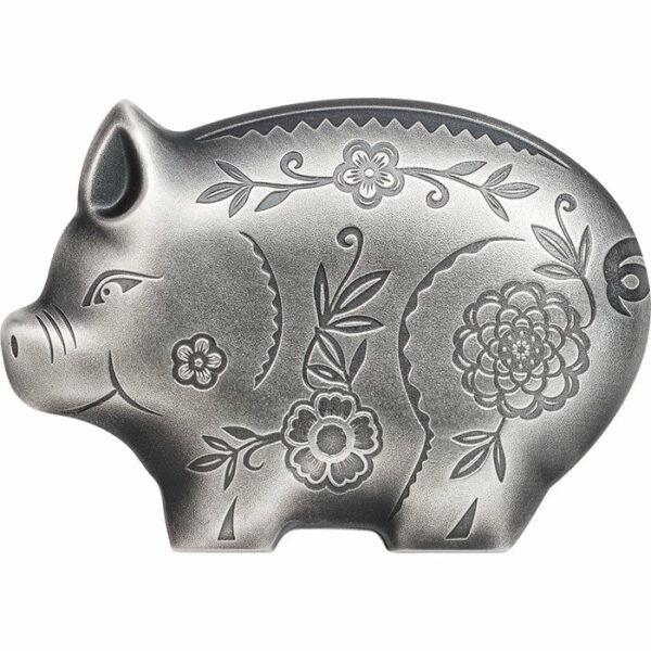 2018 Mongolia 1 Ounce Lunar Year Collection Jolly Pig Sculptured .999 Silver Coin