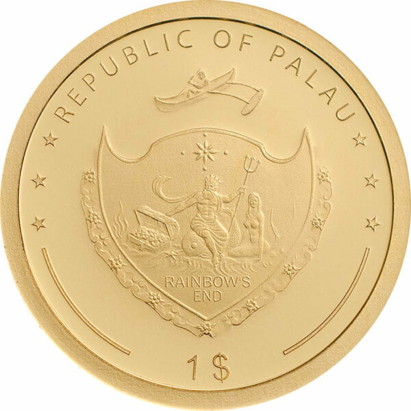 2019 Palau 1 Gram Four Leaf Clover .9999 Gold Proof Coin