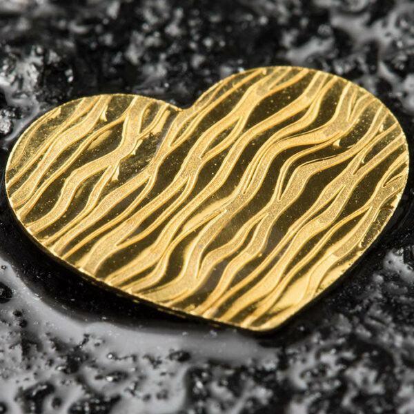 2018 Palau 1/2 Gram Little Treasures Heart Shaped .9999 Silk Finish Gold Coin