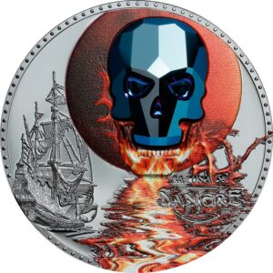 2019 Equatorial Guinea 1 Ounce Crystal Skull La Luna de Sangre (Blood Moon) Black Proof Silver Coin