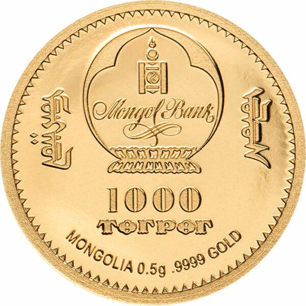 2019 Mongolia 1/2 Gram Wildlife Protection Gobi Bear .9999 Gold Proof Coin