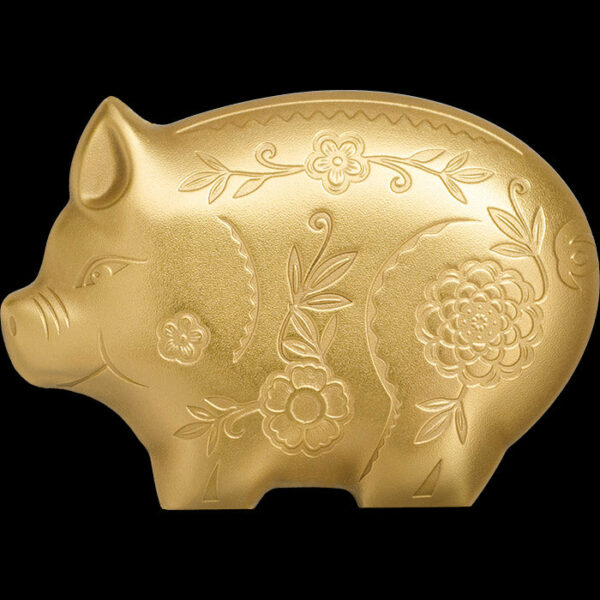 2019 Mongolia 1 Ounce Lunar Year Collection Gilded Jolly Pig Sculptured .999 Silver Coin
