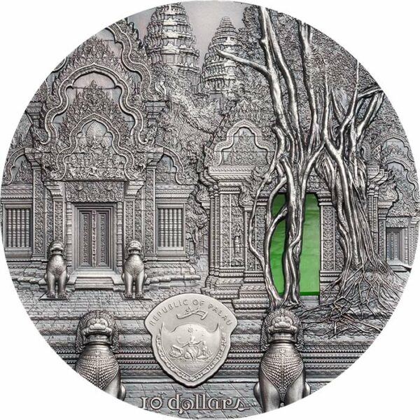 2019 Palau 2 Ounce Tiffany Art Khmer Architecture of Angkor Antique Finish Silver Coin