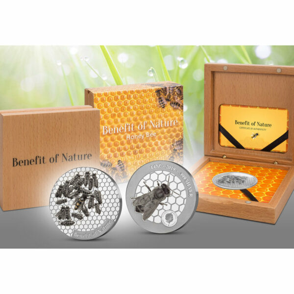 2019 Cameroon 1 Ounce Benefit of Nature - Honey Bee Prooflike .999 Silver Coin