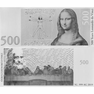 500th Anniversary of the death of Leonardo da Vinci .999 Silver Note