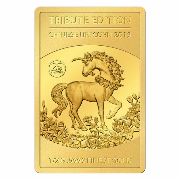 2019 Solomon Islands 6 X 1/2 Gram Tribute Edition Unicorn .9999 Gold Coin Collection