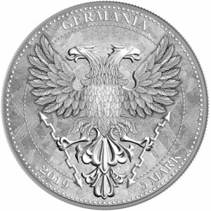 2019 Germania 1 Ounce Allegories Germania Britannia 5 Marks .999 Silver Round