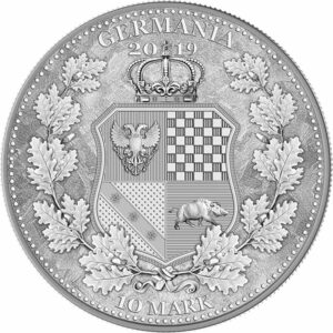 2019 Germania 2 Ounce Allegories Germania Britannia 10 Marks .999 Silver Round