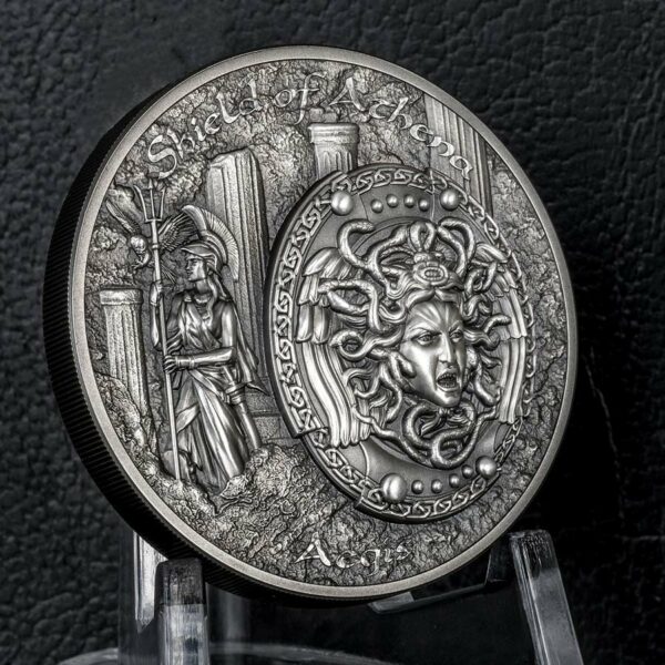 Cook Islands Shield of Athena Aegis Ultra High Relief Silver Coin