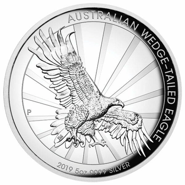2019 5 Ounce Wedge Tailed Eagle High Relief .9999 Silver Proof Coin