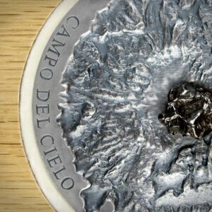 2018 Chad 5 Ounce Campo del Cielo Meteorite Art High Relief Antique Finish Silver Coin