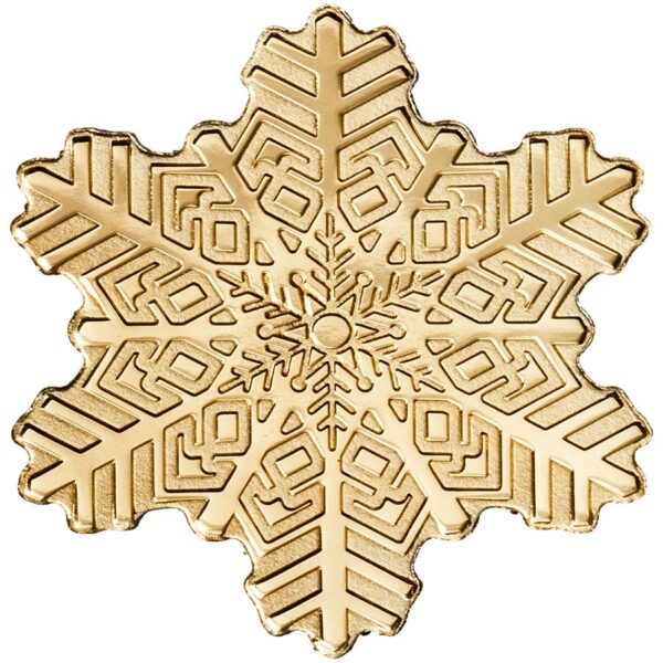 2019 Cook Islands .5 Gram Golden Snowflake Shaped .9999 Silk Finish Gold Coin