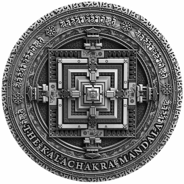 2019 Niue 2 Ounce Ancient Calendars Kalachakra Mandala Ultra High Relief Silver Coin