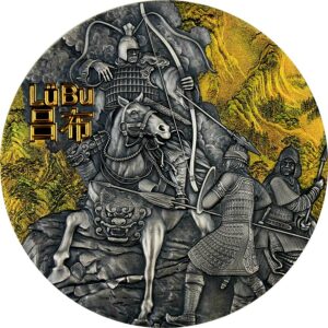 2019 Niue 3 Ounce Lu Bu Warriors of China Colored High Relief Gold Gilded .999 Silver Coin