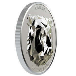 Multifaceted Animal Head Grizzly Bear Silver Coin