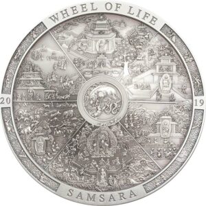 2019 Cook Islands 3 Ounce Samsara Wheel of Life Silver Coin