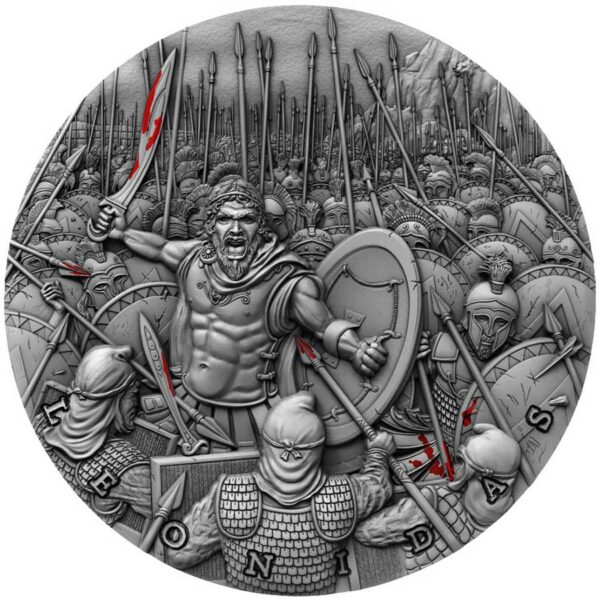 2019 Niue 2 Ounce Great Commanders Leonidas High Relief Silver Coin