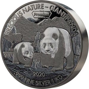 2020 Benin 1 Kilo Black Premium Precious Nature Giant Panda Silver Coin