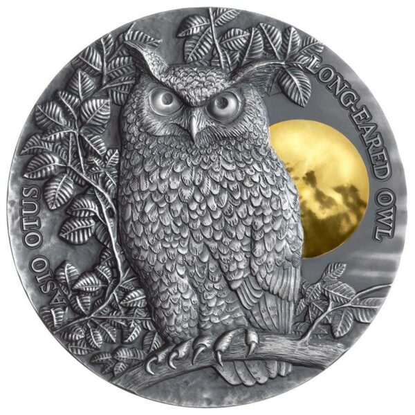 2019 Niue 2 Ounce Asio Otus Long Eared Owl High Relief Antique Finish Silver Coin