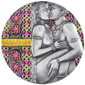 2019 Cameroon 3 Ounce Kama Sutra Moments of Love High Relief Antique Finish Silver Coin
