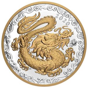 2020 Canada 1/2 Kilogram Lucky Dragon Gold Plated Silver Proof Coin