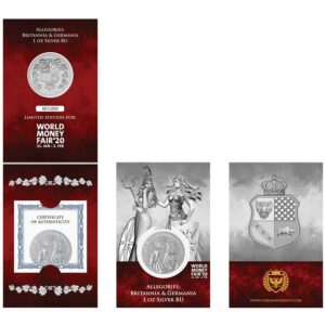2019 1 Ounce Allegories - Britannia & Germania .9999 Silver Round World Money Fair Edition