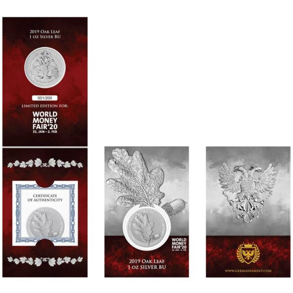 2019 World Money Fair Edition Oak Leaf 5 Marks Silver Round Germania Mint