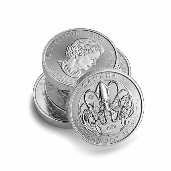 2020 Canada 2 Ounce Kraken Creatures of the North BU Silver Coin
