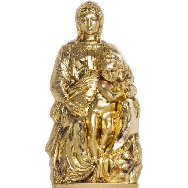 2020 Cook Islands 3 Ounce Madonna of Bruges Gold Gilded Silk Finish Silver Coin