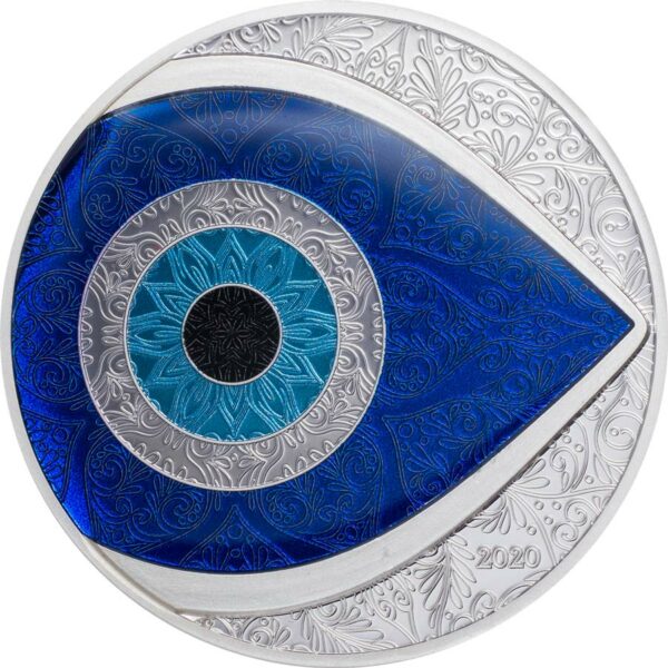 2020 Palau 1 Ounce Evil Eye Colored & Enamelled Silver Proof Coin