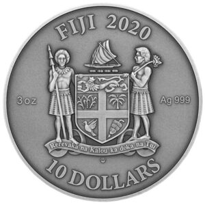 2020 Fiji 3 Ounce Mandala Art Persian Ultra High Relief Antique Finish Silver Coin
