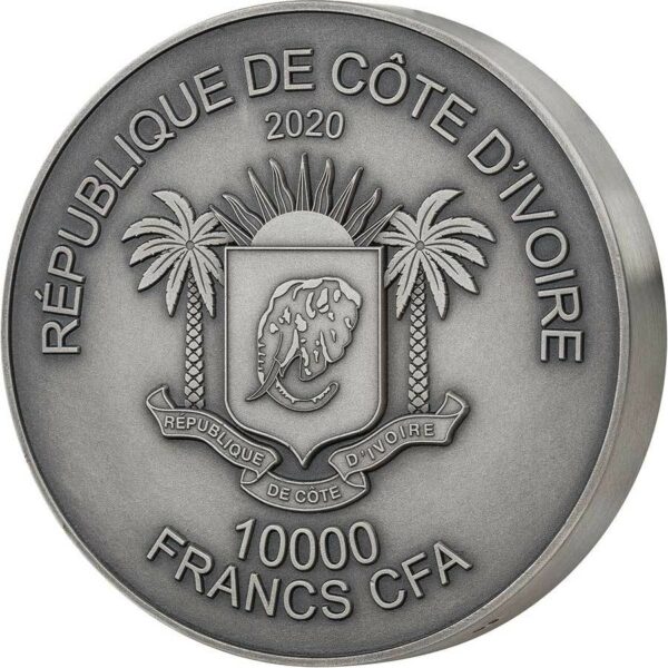 2020 Ivory Coast 1 Kilo Big 5 Rhino High Relief Silver Coin