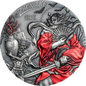 2019 Cook Islands 3 Ounce Zhong Kui Asian Mythology Ultra High Relief Silver Coin