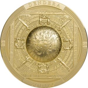2020 Cook Islands 3 Ounce Dendera Zodiac High Relief Gold Gilded Silver Coin