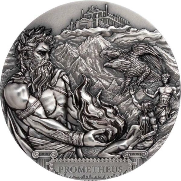 2020 Cook Islands 3 Ounce Titan Promethius Ultra High Relief Antique Finish Silver Coin