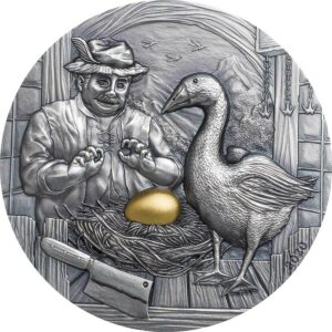 2020 Palau 2 Ounce The Goose that Laid the Golden Eggs Antique Finish Silver Coin