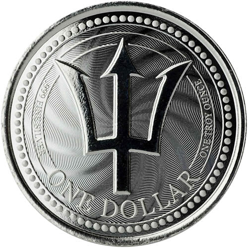 2019 Barbados 1 Ounce Trident .999 BU Silver Coin