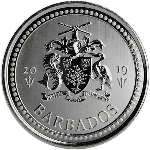 2019 Barbados 1 Ounce Trident Silver Coin